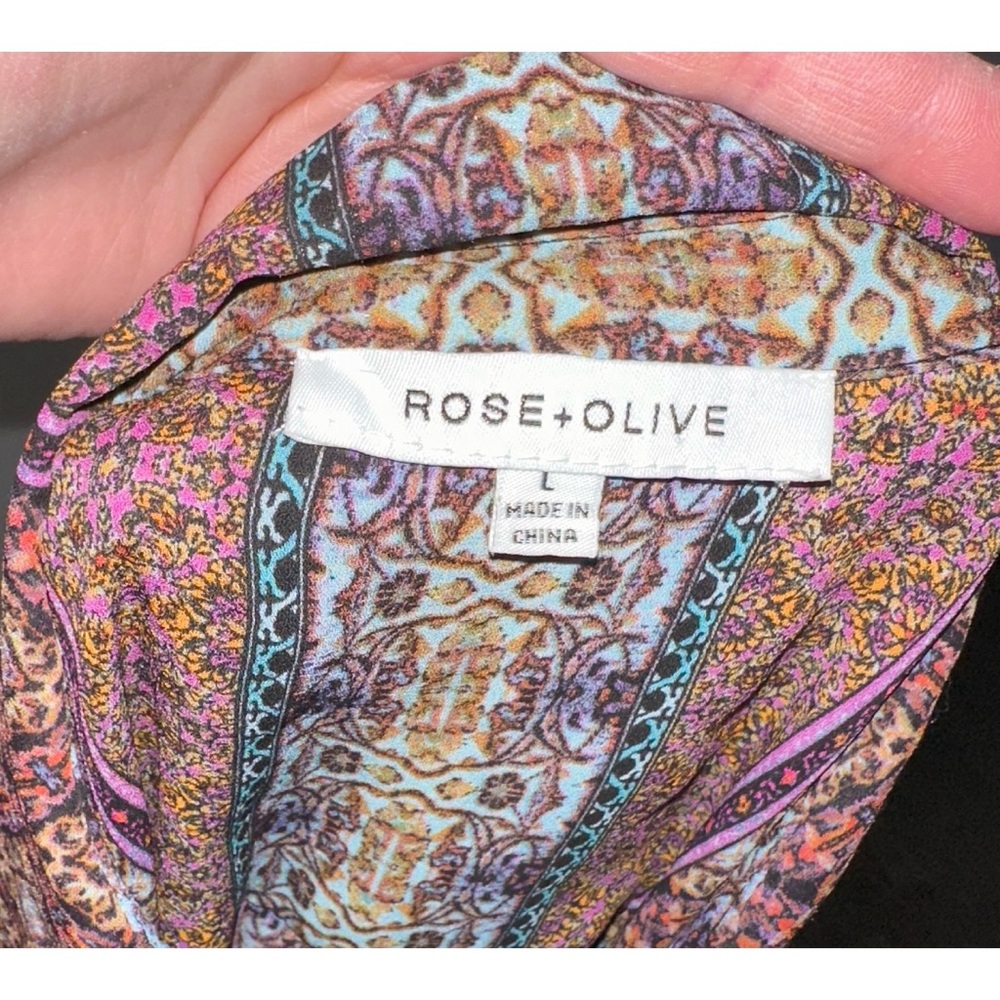 🚫⚠️SOLD🚫⚠️ Rose & Olive Multicolor Geometric Blouse - Picture 4 of 5